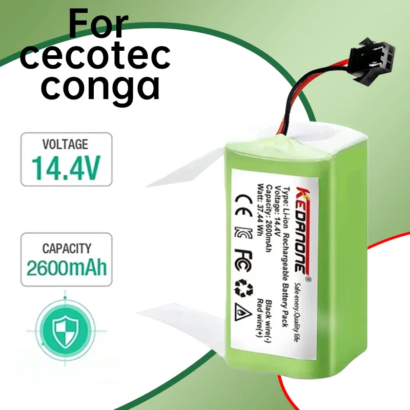 

14.4V 2.6Ah Li-ion battery for Cecotec Conga Excellence 950 990 1090 Ecovacs Deebot DN621 601/605 Eufy RoboVac 35C Panda i7 V710