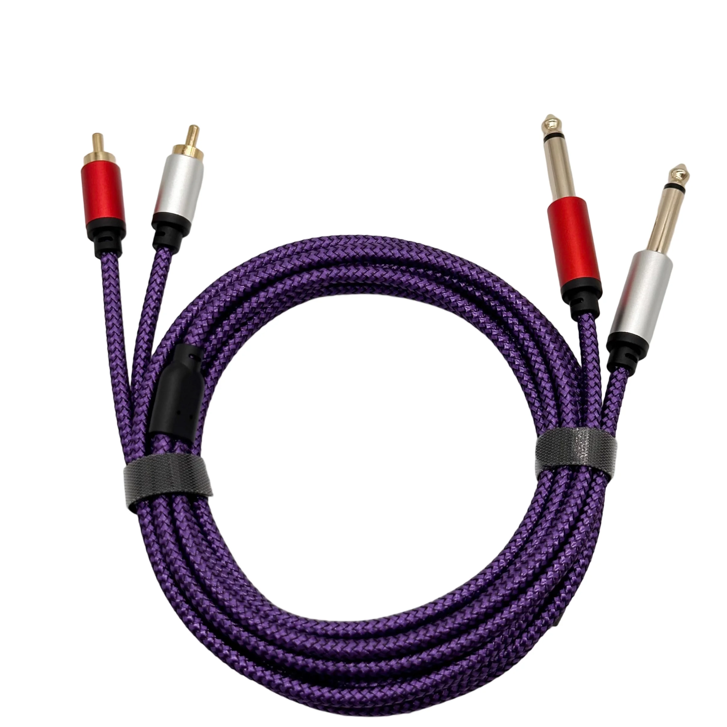 Kabel RCA do 6,35 mm, adapter audio stereo, 2,1/4 cala TS do 2 RCA, wtyk-męski do wtyku-męskiego, do mikrofonu, miksera, karty dźwiękowej, wzmacniacza. — zdjęcie produktu 6