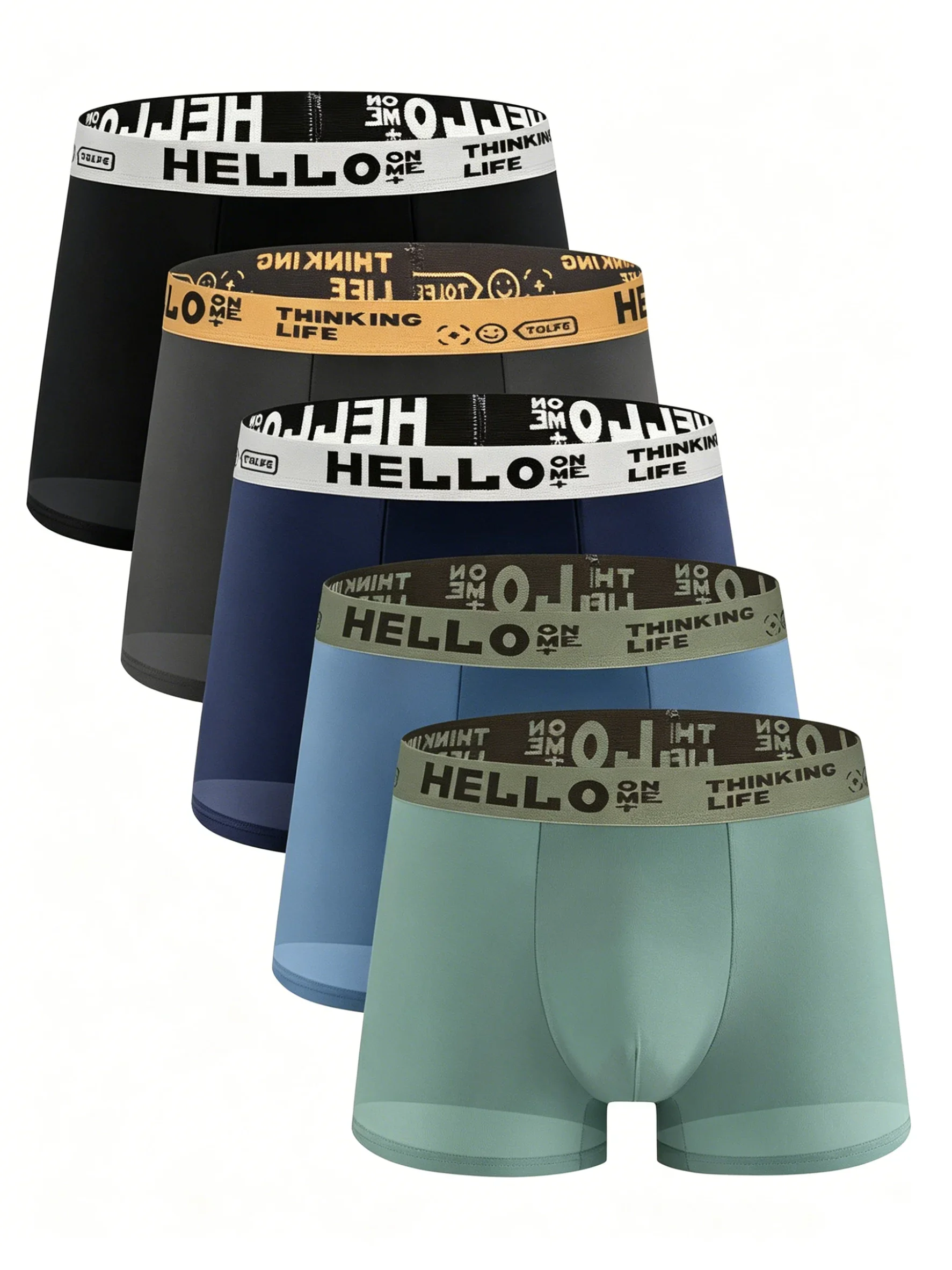 5pcs/set Men Ice Silk Underwear Quick Drying Men Boxer Shorts Plus Size XS-XL Breathable Boxer High Elastic Waist Male Underwear