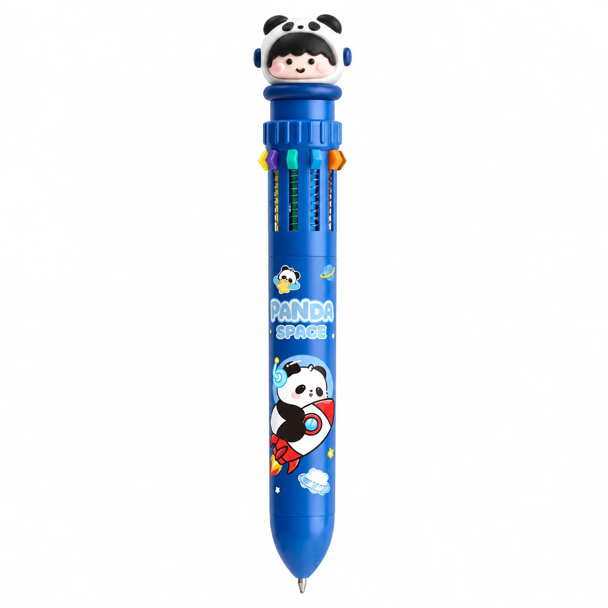 1PC 10 Color Multicolor Ballpoint Pen Panda Space Cartoon Retractable Pen for School Study Office Writing Stationery Gift