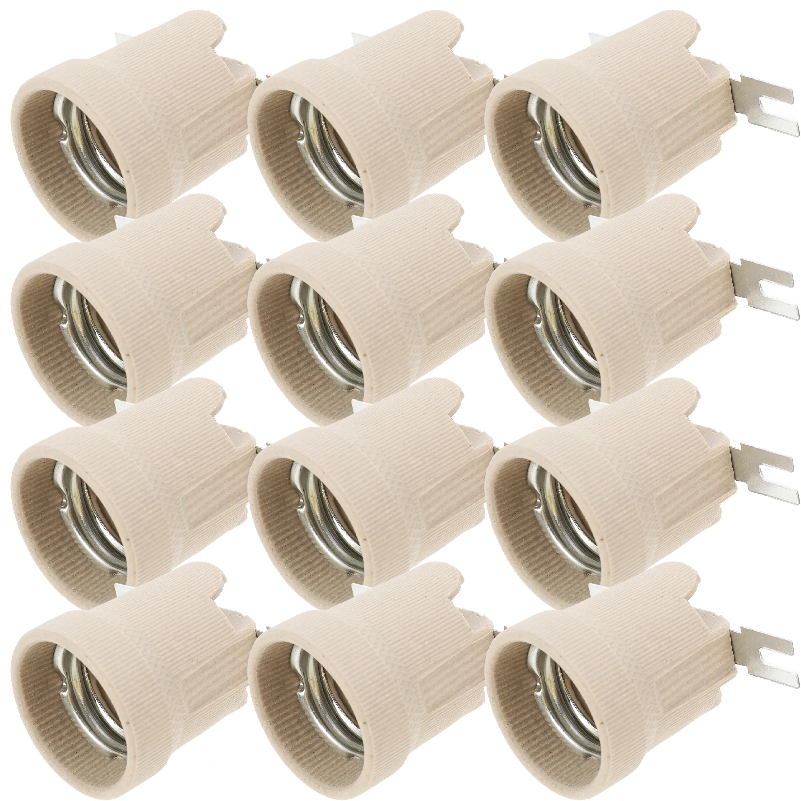 

12Pcs Ceramic Light Bulb Holder E27 Threaded Lamp Socket Burn Resistant Stable Performance for Ceiling Wall Chandelier Lights