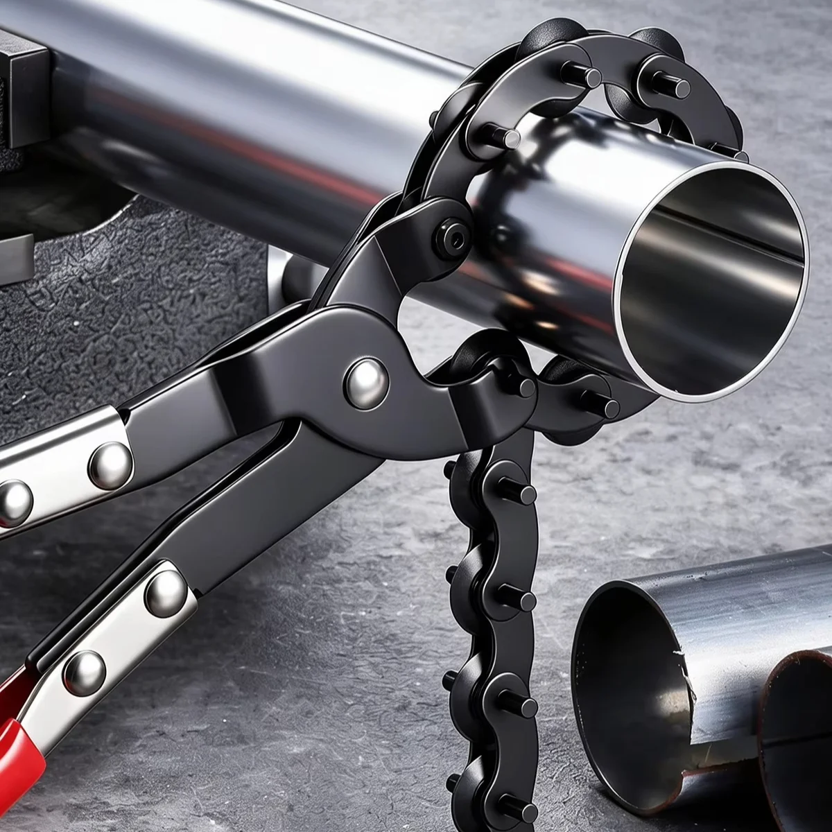 Chain Exhaust Pipe Cutter Ratcheting Tailpipe Cutting Pliers Auto Muffler Tube Cutter For PVC Aluminum Copper Motorcycle Repair