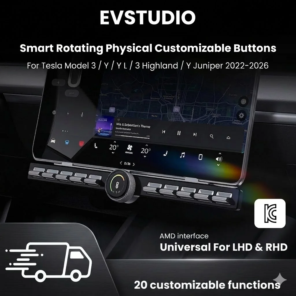 Upgrade 3.0 Custom Rotating Physical Buttons for Tesla Model 3 Highland/Y Juniper /Y L Center Console Control Switch SWC Buttons
