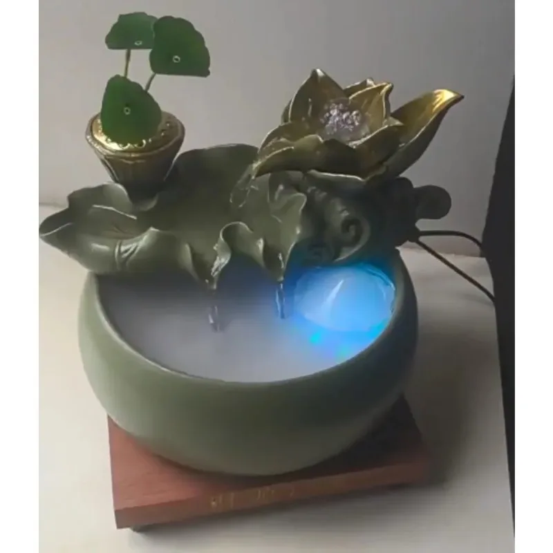 Lucky water ornaments circulating water office living room tea table landscape fountain ceramic water feature fish tank