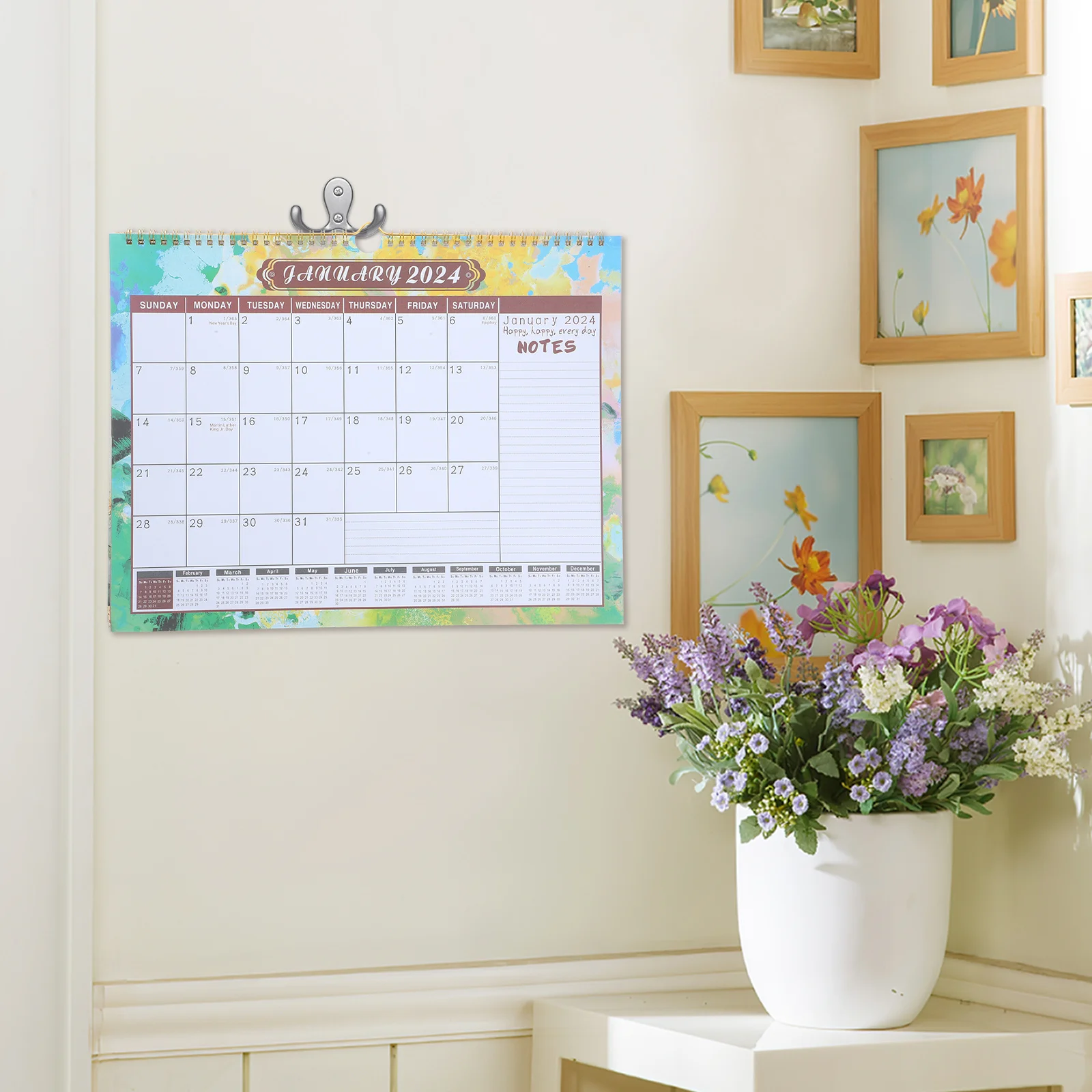 

Wall Calendar Large Monthly Hanging Calendar 2024 Sturdy Build Easy Operation for Home Office Time Management