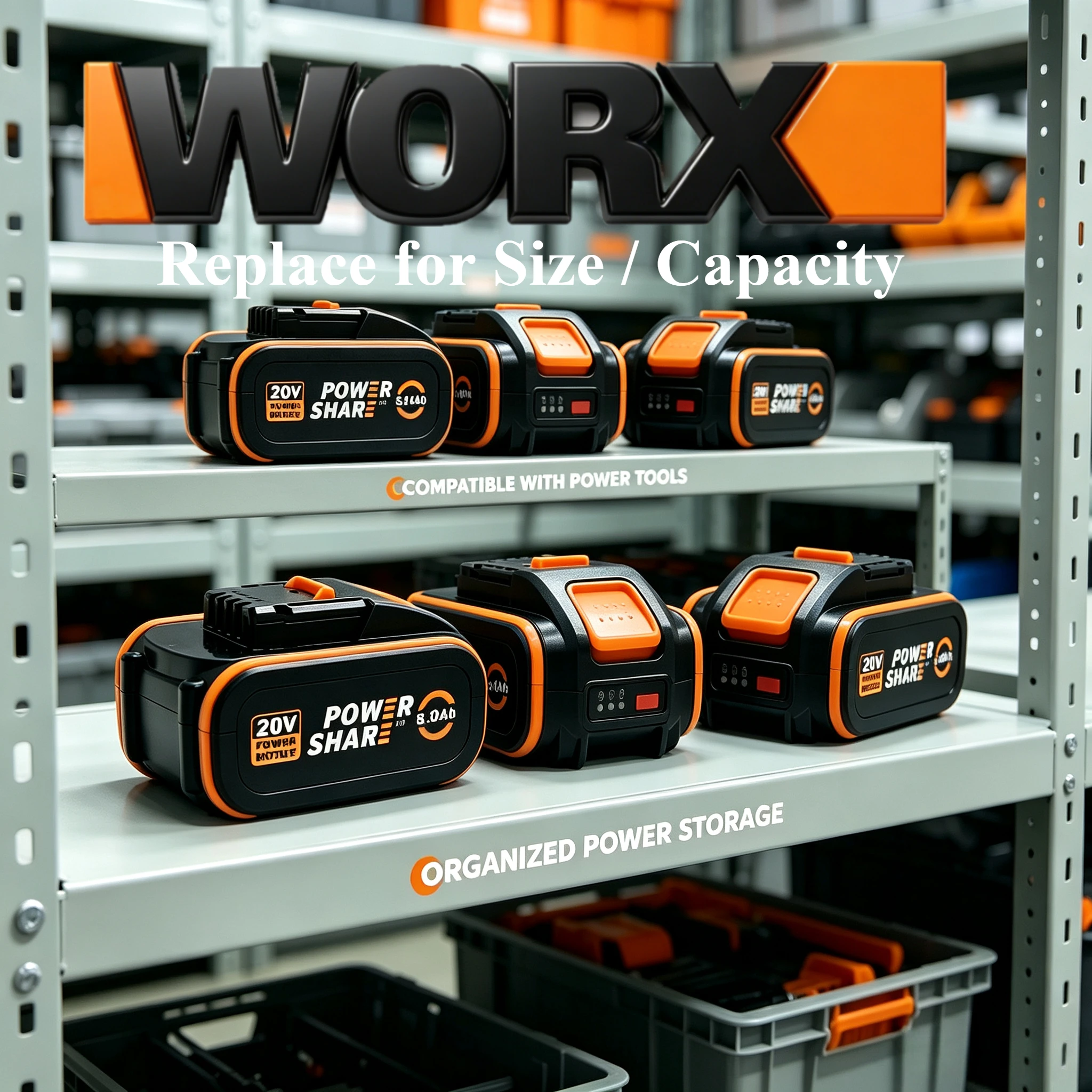 Genuine WORX 20V 6.0Ah High Output Battery Pack,Smart BMS Protection,Compatible WA3575  For Powershare Impact Wrench & Saw Tools