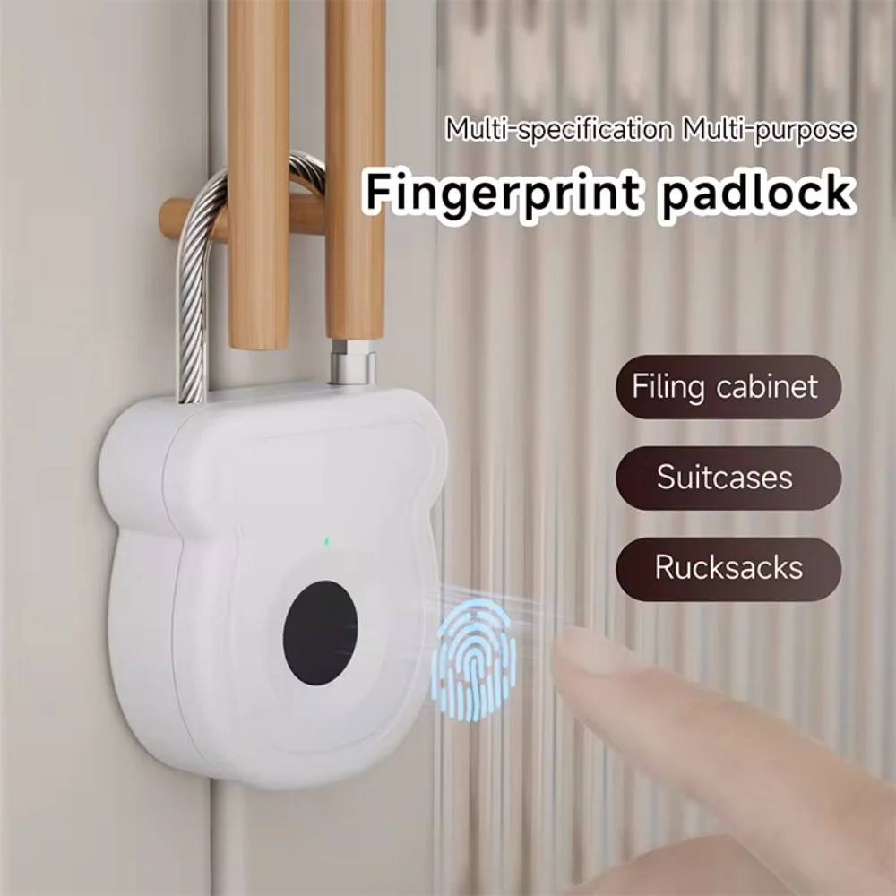 Portable Keyless Fingerprint Lock USB Charging 0.5sec Unlock Smart Padlock Anti-theft Door Lock ABS Material Fingerprint Lock