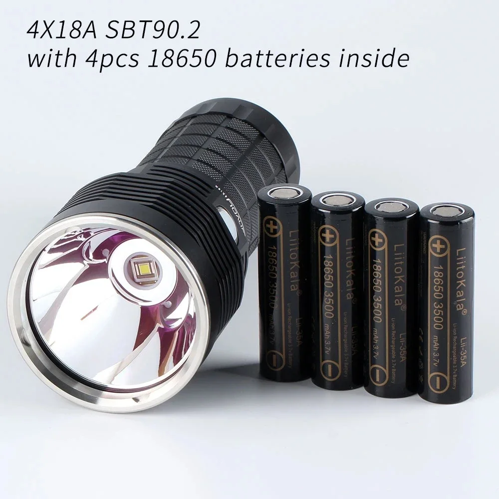 Convoy 4X18A LED Flashlight High Power SBT90.2 5400lm Rechargeable