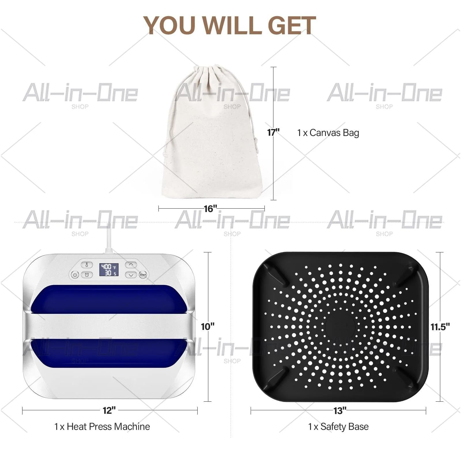 Heat Transfer Machine Large Size 12x10 Inch Portable, Mini Hot Press 30x25cm for DIY Craft and Apparel Application