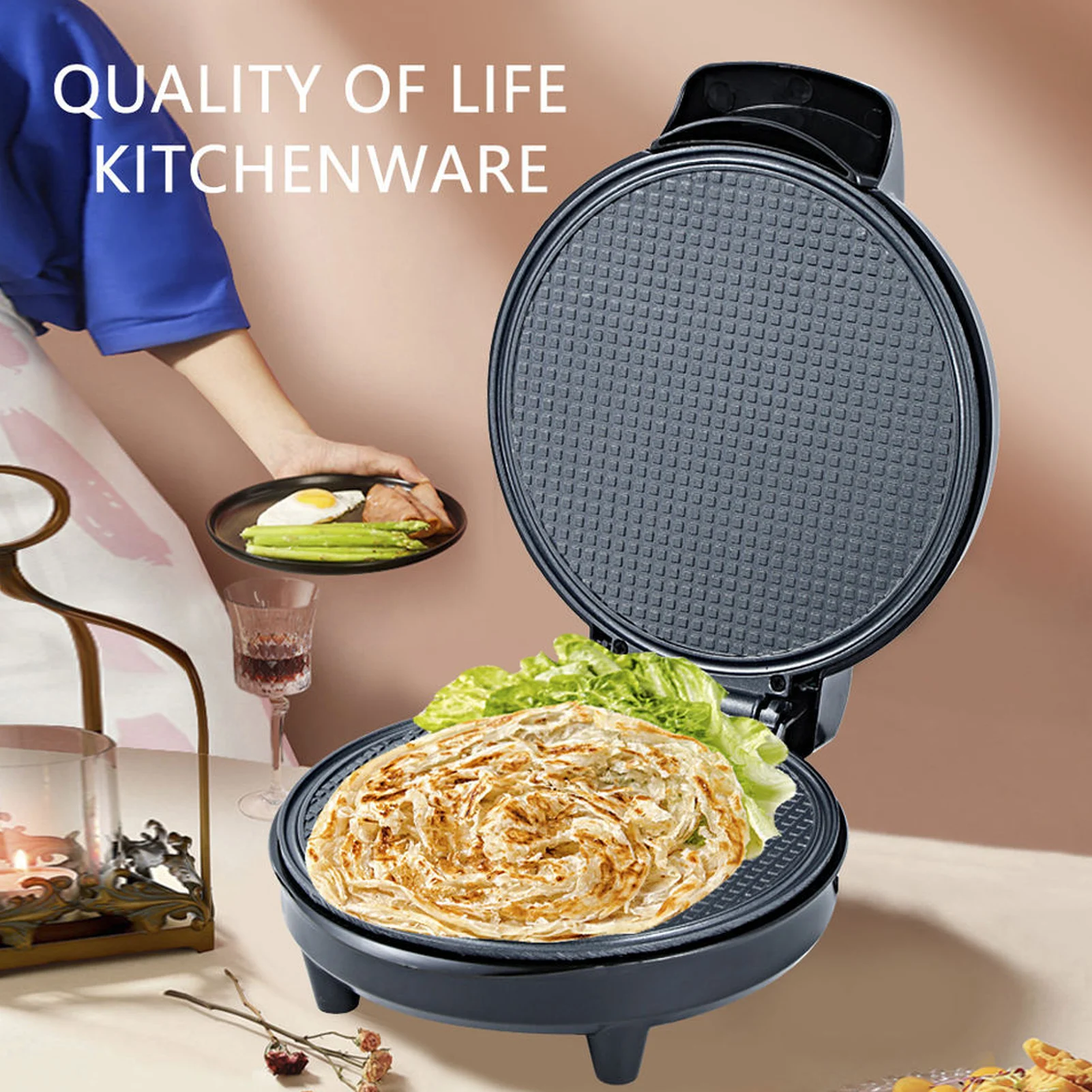 Electric Crispy Egg Roll Maker Omelet Sandwich Iron Crepe Baking Pan Waffle Pancake Oven DIY Ice Cream Cone Machine 220V