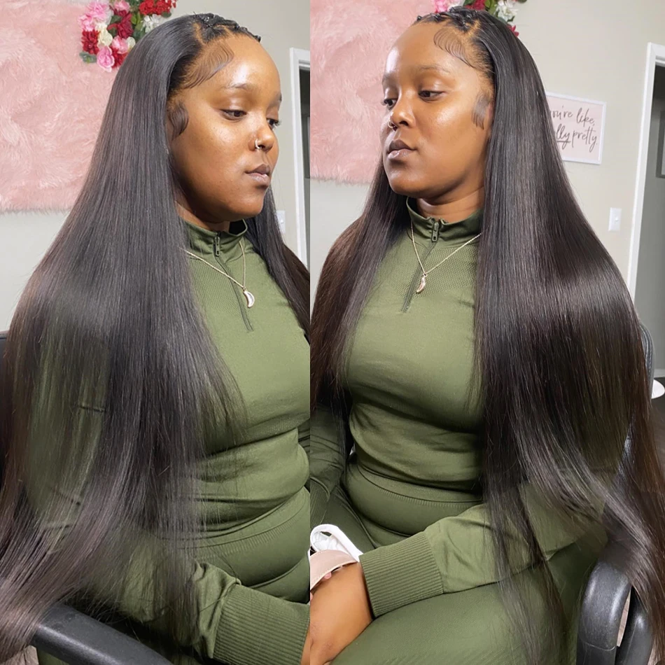 

40-дюймовый прямой фронтальный парик из человеческих волос 13x6 HD, кружевной фронтальный парик 13x4, кружевной фронтальный парик из человеческих волос, бразильские 100% человеческие волосы