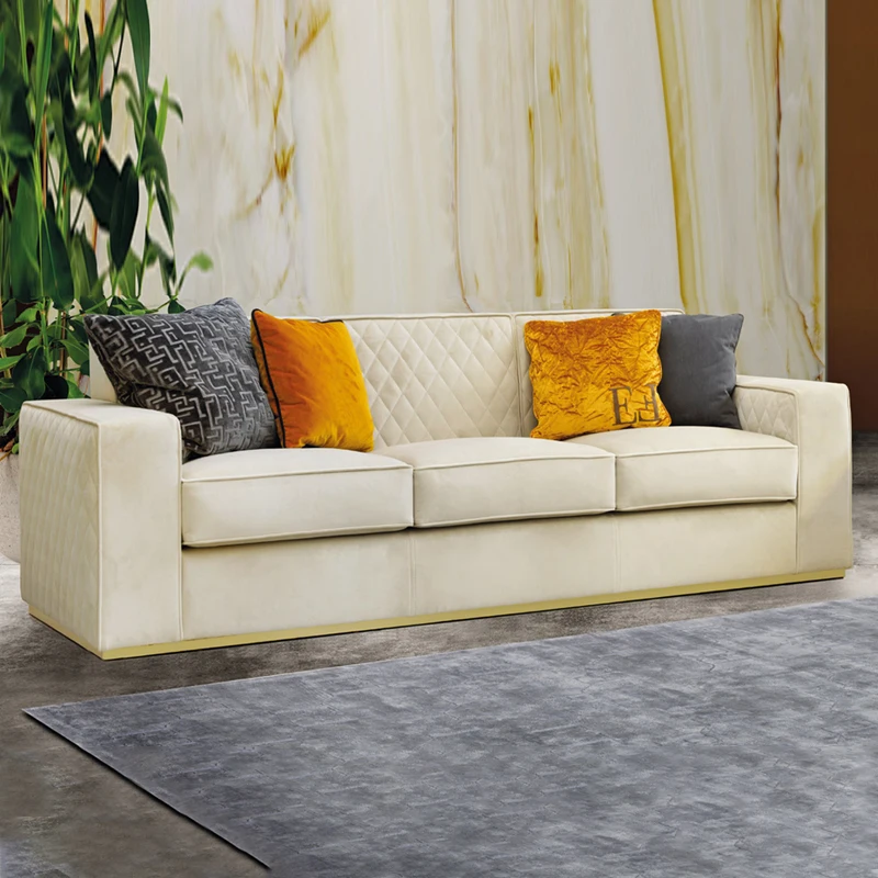 Italian Luxury Fabric Sofa American Retro Straight Row Double Small Unit Customized Modern and Minimalist Home Use