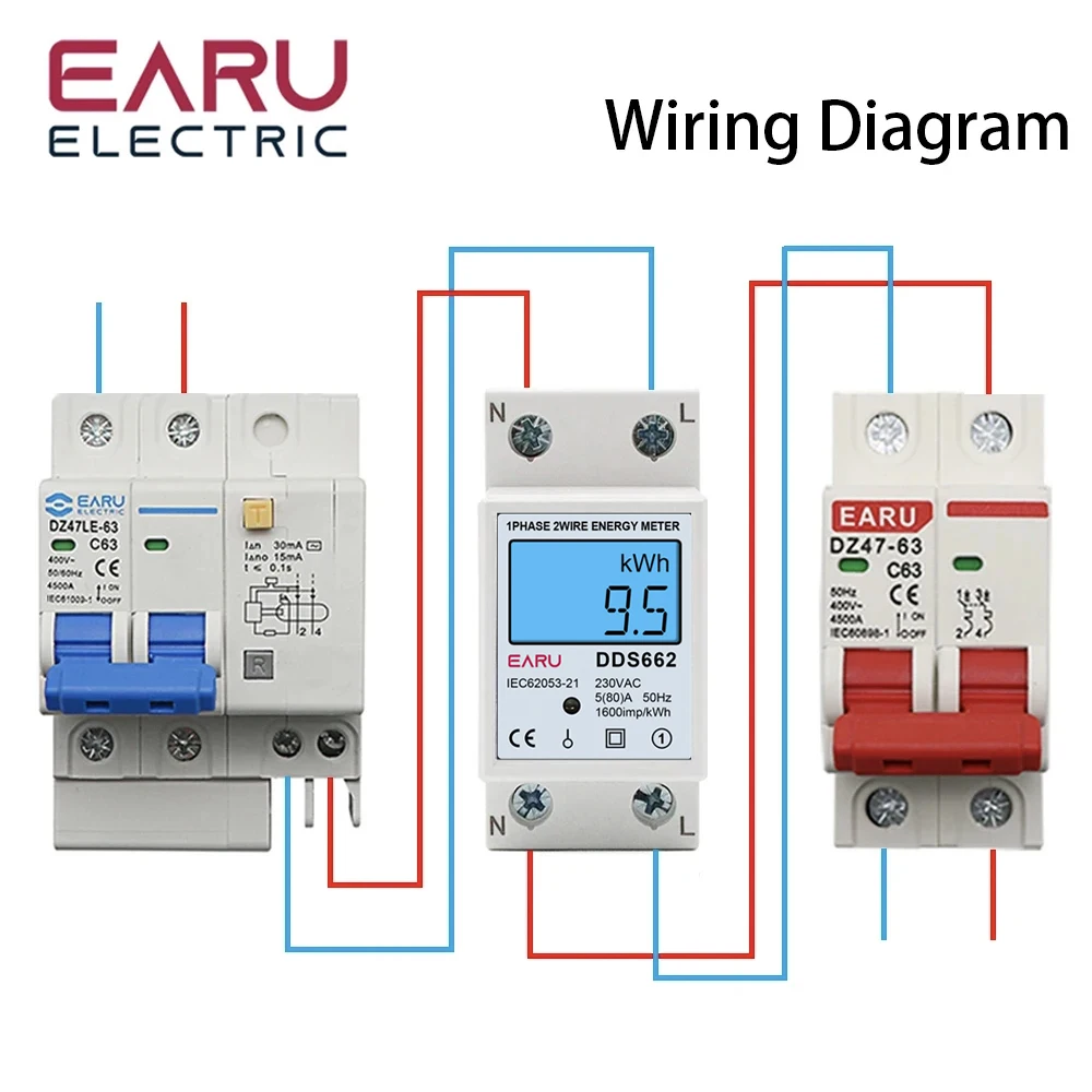 Licznik energii na szynę Din 5-80A podświetlenie LCD cyfrowy wyświetlacz jednofazowy elektroniczny licznik energii KWh woltomierz amperomierz