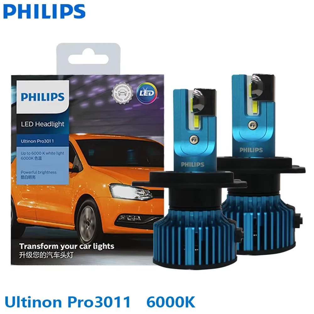 

Philips Ultinon Pro3011 LED H4 12/24 В P43t Автомобильный головной фонарь 40 Вт 6000 К ярко-белый оригинальный модернизированный дальний ближний свет 11342U3011X2