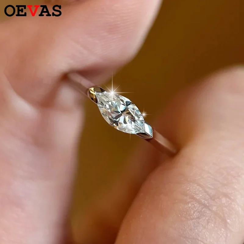 

OEVAS 1CT кольцо с муассанитом огранки маркизы для женщин, 100% серебряная пластина S925, золото 18 карат, свадебные ювелирные изделия, подарок