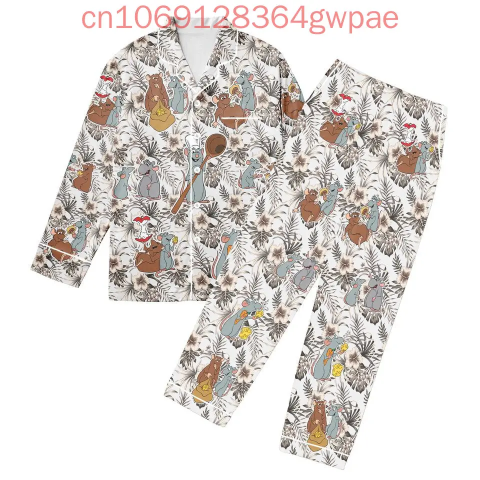 2025 Nuovo set pigiama Disney Ratatouille Set pigiama camicia a maniche lunghe da uomo e da donna casual Disney Halloween