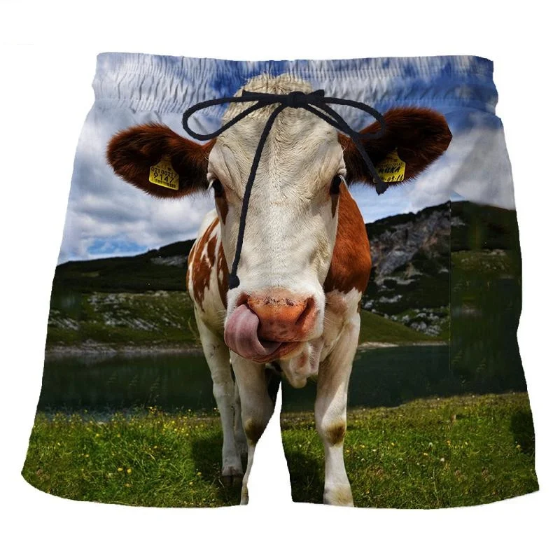 Funny Animal Cows 3D Printed Short Pants Men\'s Hot Sale Summer Vacation Beach Shorts For Women Boys Girls Cool Swim Trunks