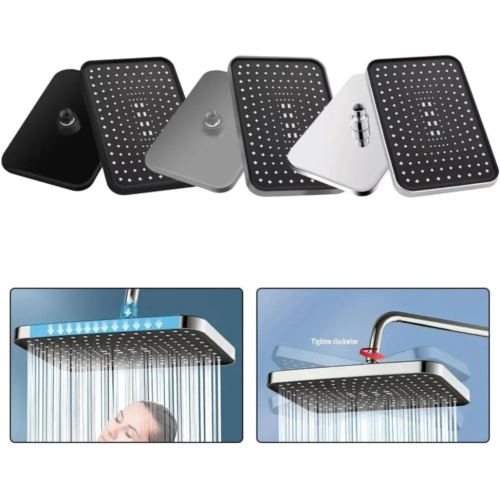 

New High Flow Supercharged Rain Shower Head 360° Rotary Water Saving 14 Inch High Pressure Top Spray Shower Head