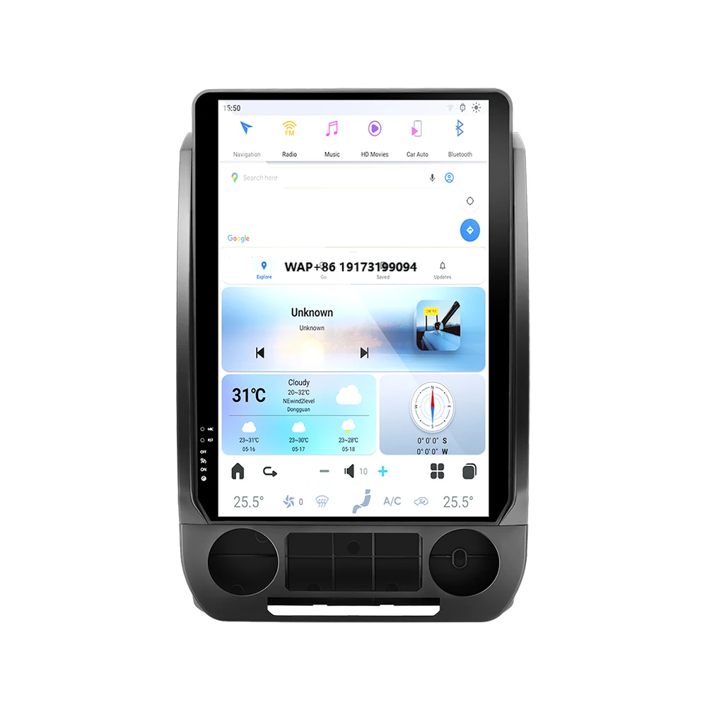 

14,4-дюймовый автомобильный мультимедийный центр на Android 13 с навигацией, DVD-плеером и радио для Ford F-150 2015-2021 SYNC1