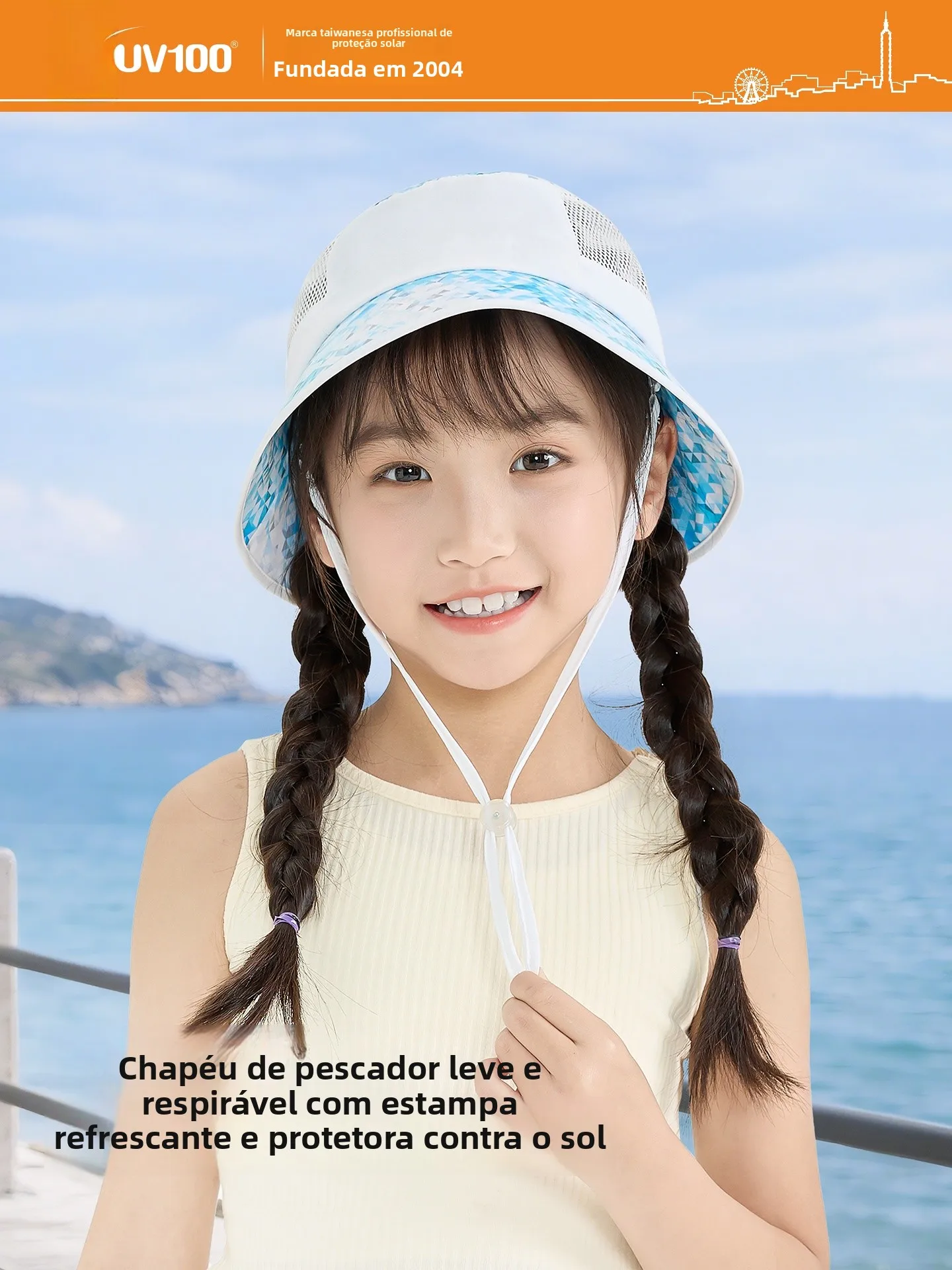 uv100-children's-outdoor-sun-hat-breathable-cool-feeling-fisherman-cap-uv-protection-bucket-hat-casual-style-polyester-fiber