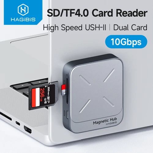 Hagibis lector de tarjetas magnéticas SD4.0 312 MB/s USB-C a SD MicroSD TF tarjeta de memoria imán HUB UHS-II para ordenador portátil iPhone 17/16 Macbook