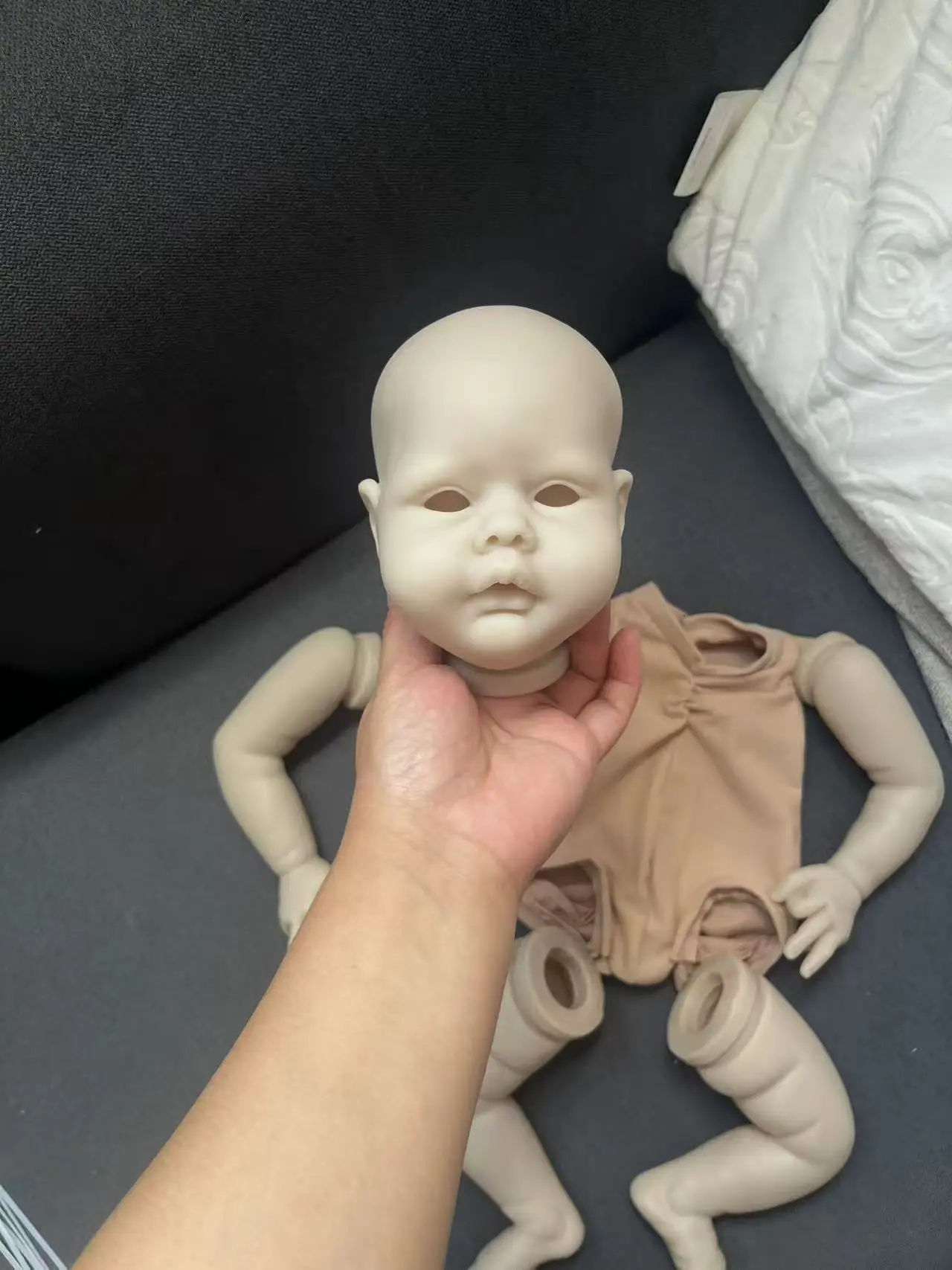 19inch Reborn Doll Kit Nicol Fresh Color Unpainted Handmade DIY Doll parts with Cloth body and Eyes Name on Back