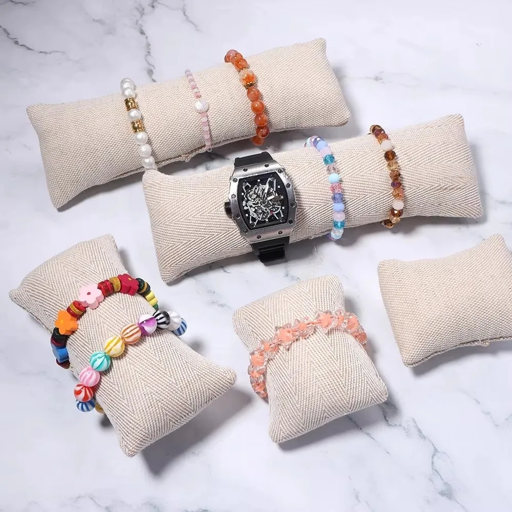 Linen Fabric Jewelry Display Pillow Soft Cushion Photograph Prop Bracelet Cushion Holder Jewelry Photography Home Organizer