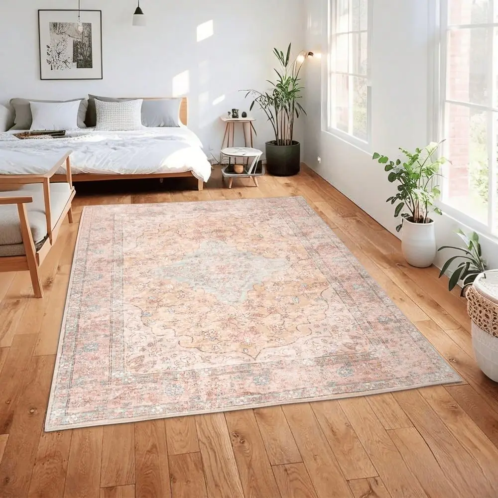 

Винтажный ковер из искусственной шерсти с низким ворсом, моющийся, нескользящий, нелиняющий, для гостиной, спальни, детской комнаты, дома, офиса