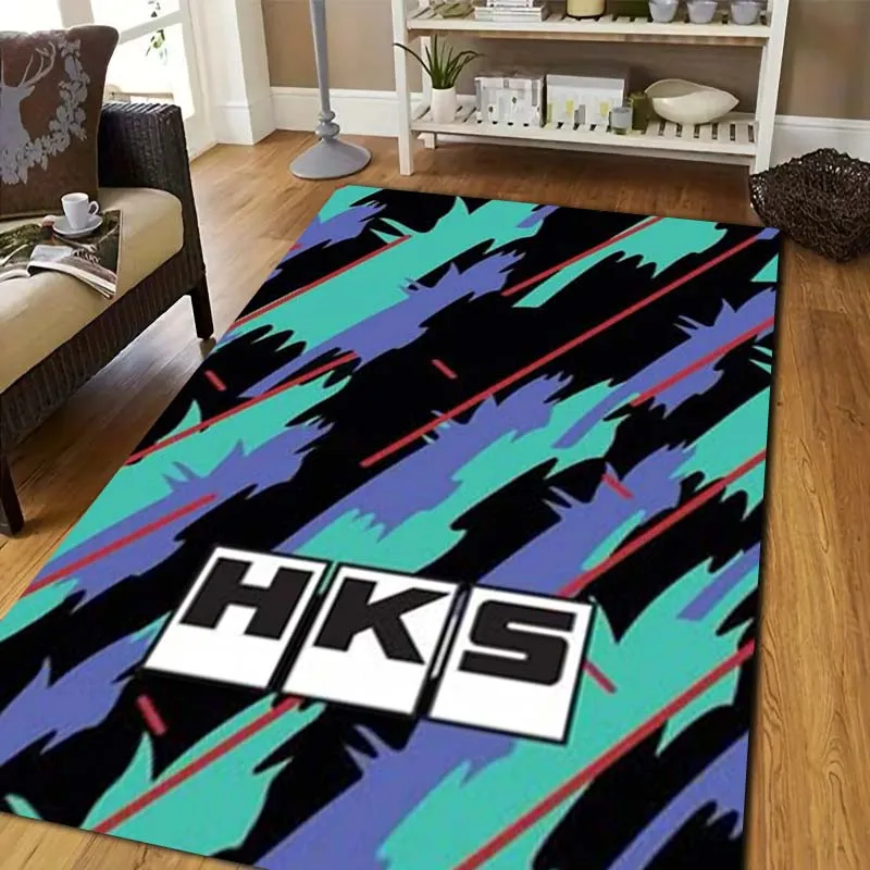 3D Racing H-HKS Print Area Rug Non Slip Floor Carpet Drift Sport Car Pattern Mat For Living Room Bedroom Garage Home Decor view 2