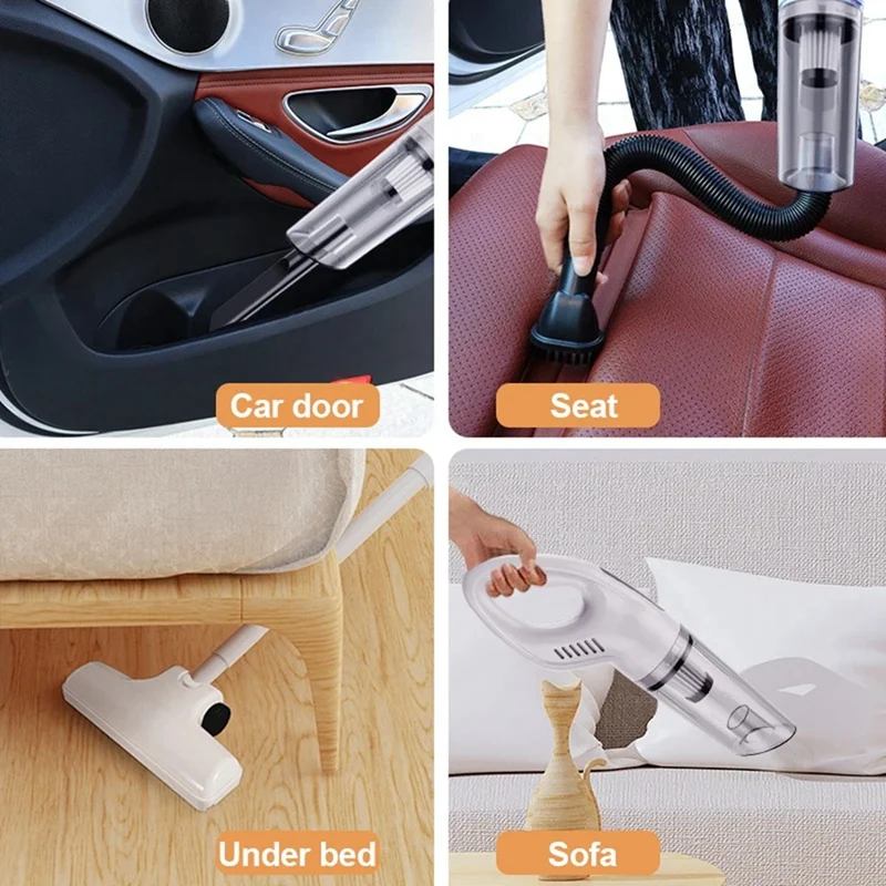 Rechargeable Household Vacuum Cleaner  Cordless Button Vacuum Cleaner White For Car Home Pet Hair