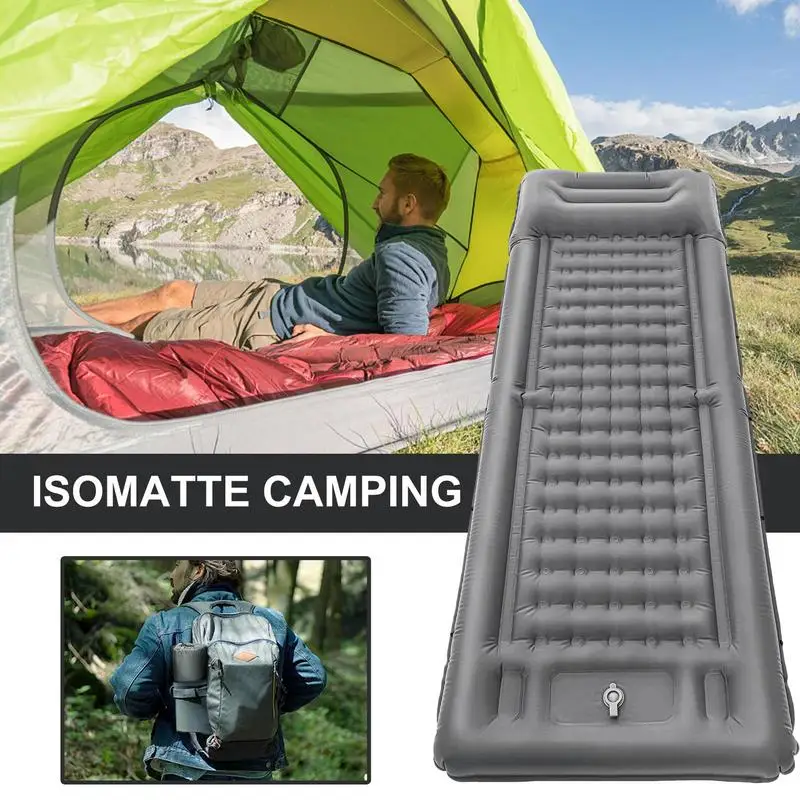 Camping Sleeping Mat Inflatable Mattress With Built-in Pillow Pump Outdoor Sleeping Pad Thickened Air Mattress Camping Air Mat