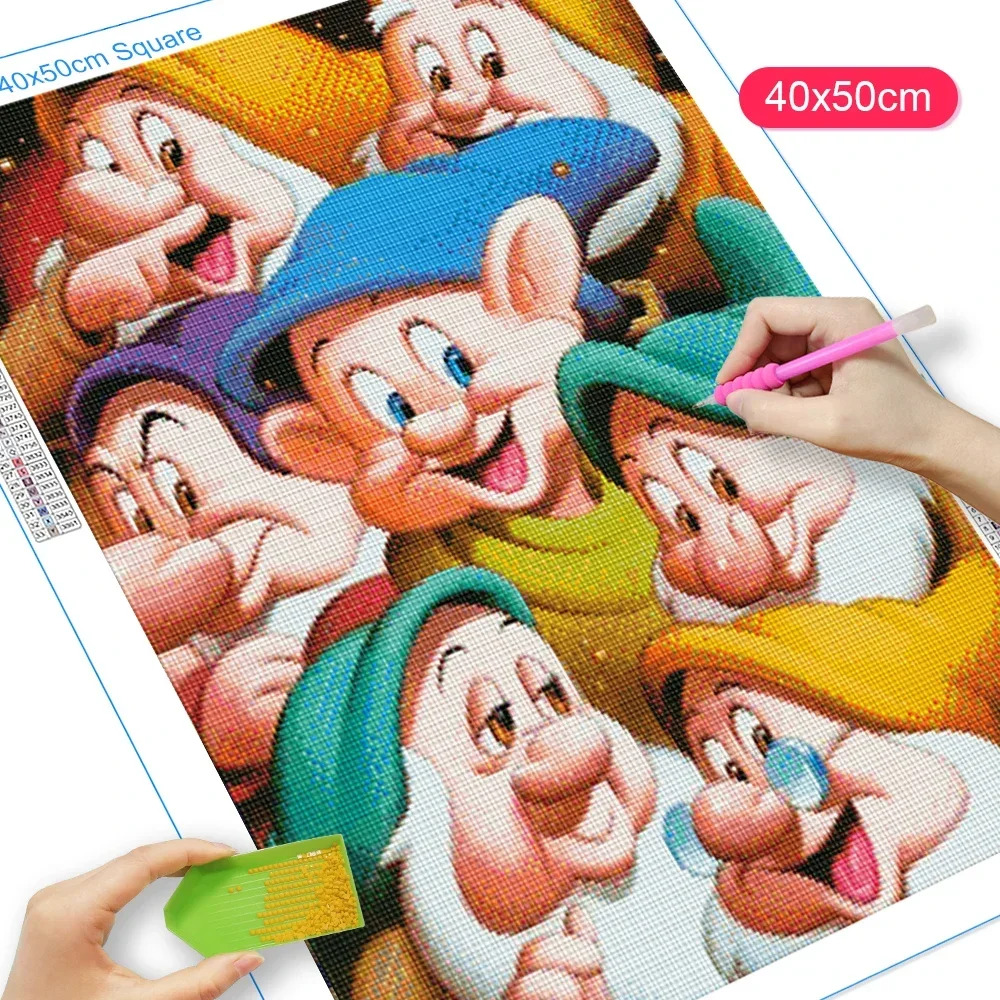 Disney-5D Diamond Painting Kit Snow White and the Seven Dwarfs Mosaic Embroidery Cross Stitch Art Children's Room Wall Decor DIY