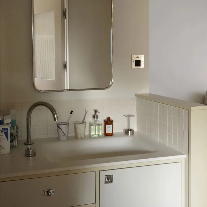 French cream double rock slab hot bending basin can be customized bathroom cabinet washing
