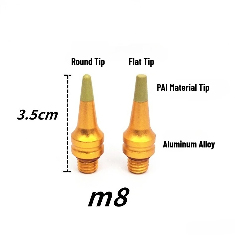2pcs PDR Tool PAI Tip Aluminum Interchangeable Point Flat Heads M8 Thread Screw For Tap Down Pen Hammer Auto Body Dent Removal