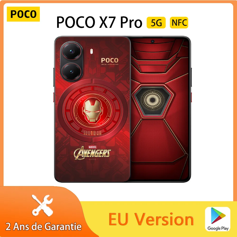 POCO X7 Pro 5G，NFC，Iron Man Edition Red，Dimensity 8400-Ultra，50 MP Camera，1.5K 120Hz CrystalRes AMOLED Display，6000 mAh Battery