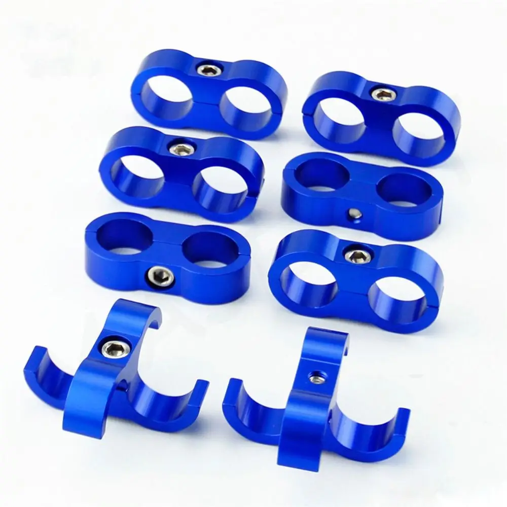 Double Hole Oil Line Clamp Universal Hose Separator Aluminum Alloy AN4/AN6/AN8/AN10 Divider Clamp Braid Fuel Hose Clam
