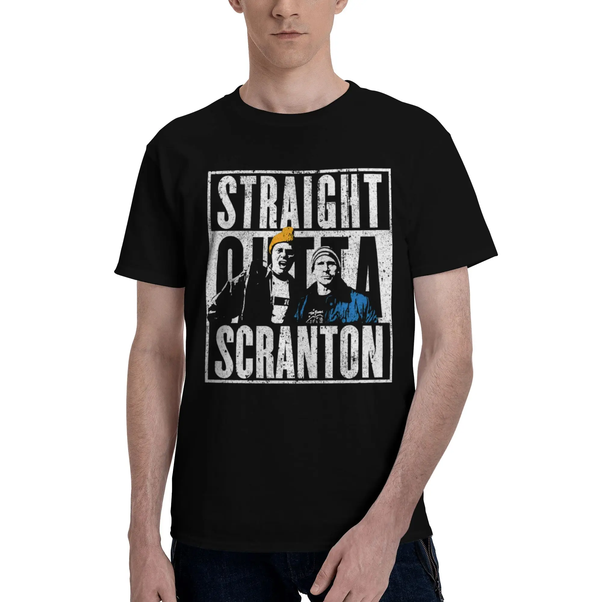 

Straight Outta Scranton T-Shirt Pure Cotton Tee Tops Streetwear O Neck Tv Show The Office Tshirts Casual Short-Sleeve Clothing