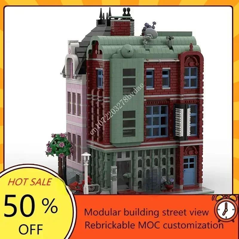 3007PCS Music Store Modular MOC Custom Street View Model Creative Architecture DIY Assembly Educational Puzzle Toy Gift
