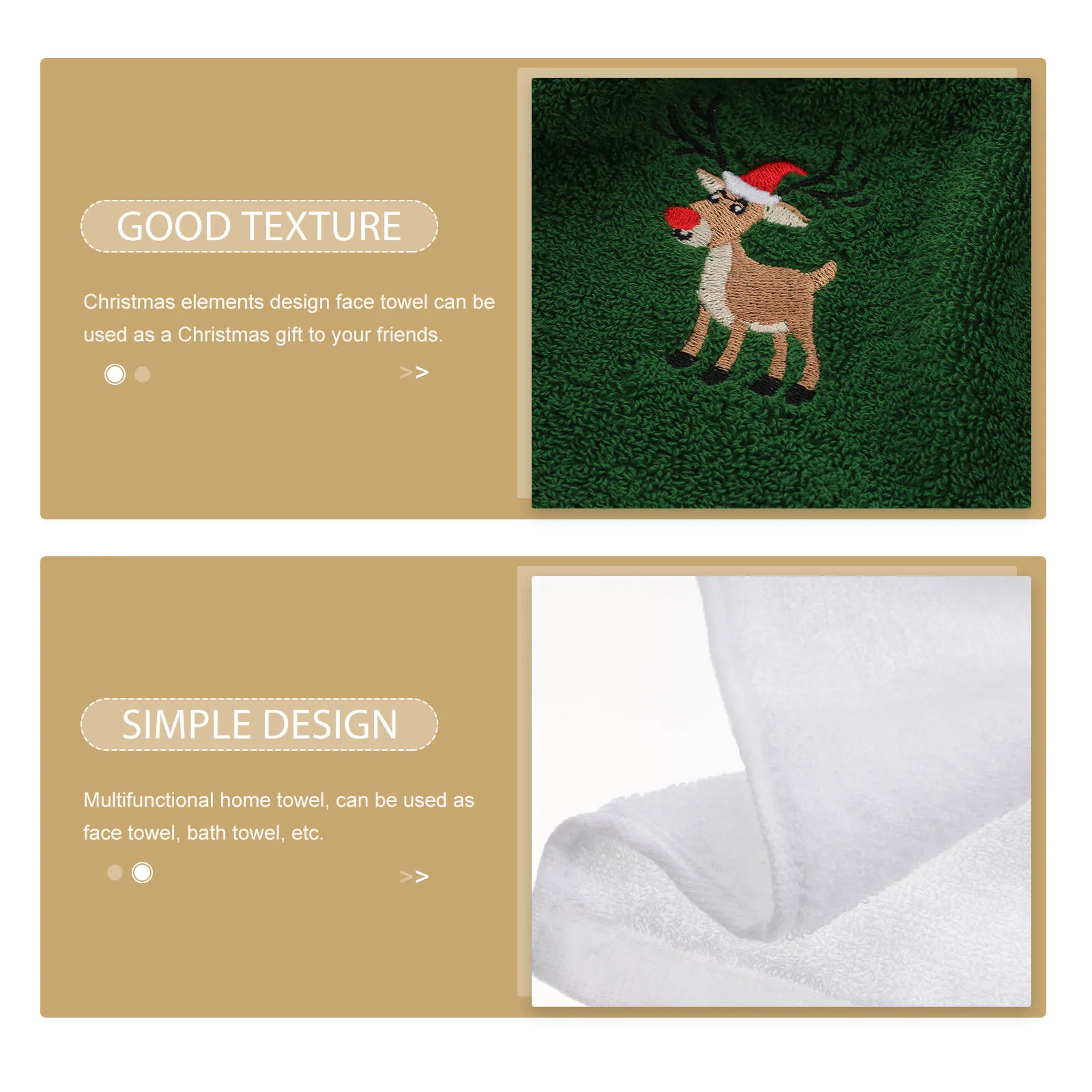 

6Pcs Christmas Cotton Towels Soft Absorbent Lightweight Easy Dry for Sensitive Skin Safe Touch Facial Towel Household Bath Towel