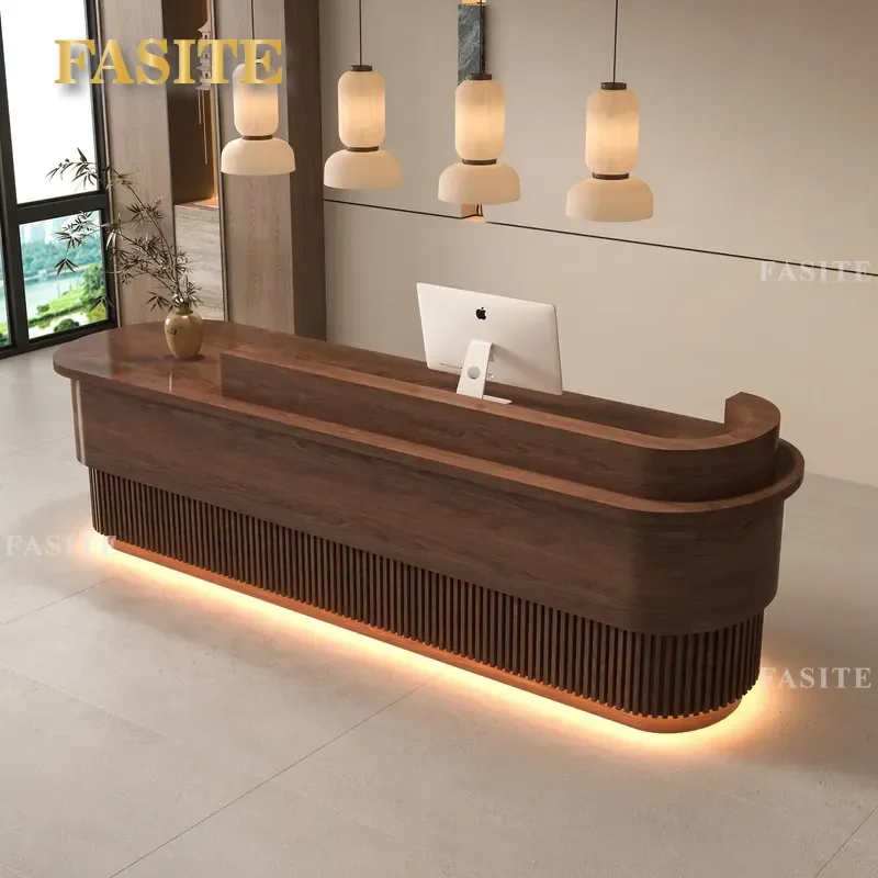 For Hotel Beauty Health Center Retro Reception Desk Chinese Style Front Desk Worktable Bar Checkout Counter Office