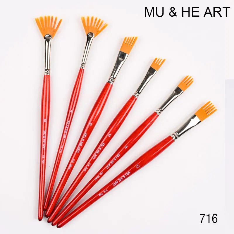 Unique Shape Special Toothed Head Synthetic Hair Watercolor Acrylic Oil Painting Furniture Natural Texture Brush 716 Series