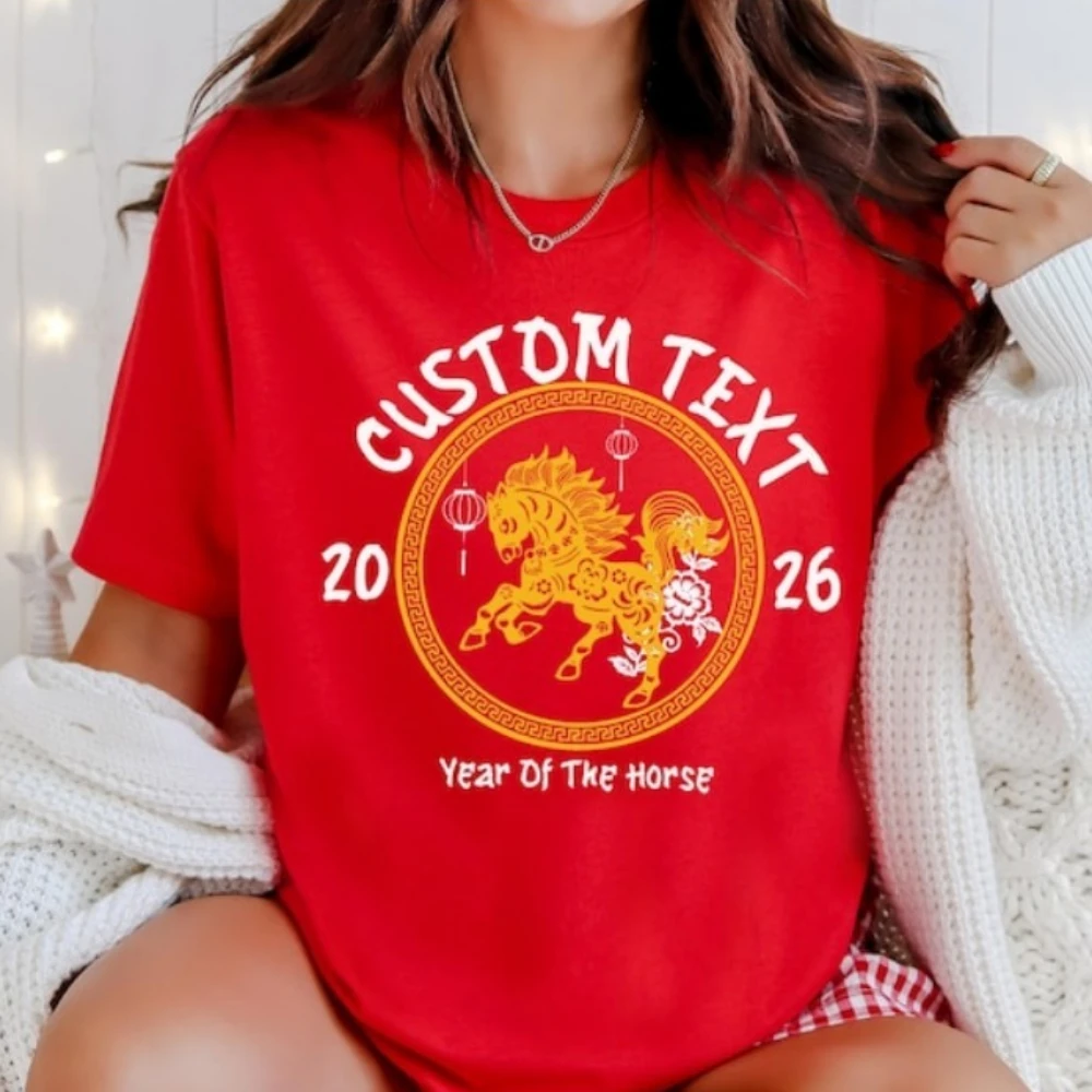 

The Year of The Horse Shirt Chinese New Year Horse T-Shirt Happy Lunar New Year Tops Graphic Tops Women Clothes New Arrival
