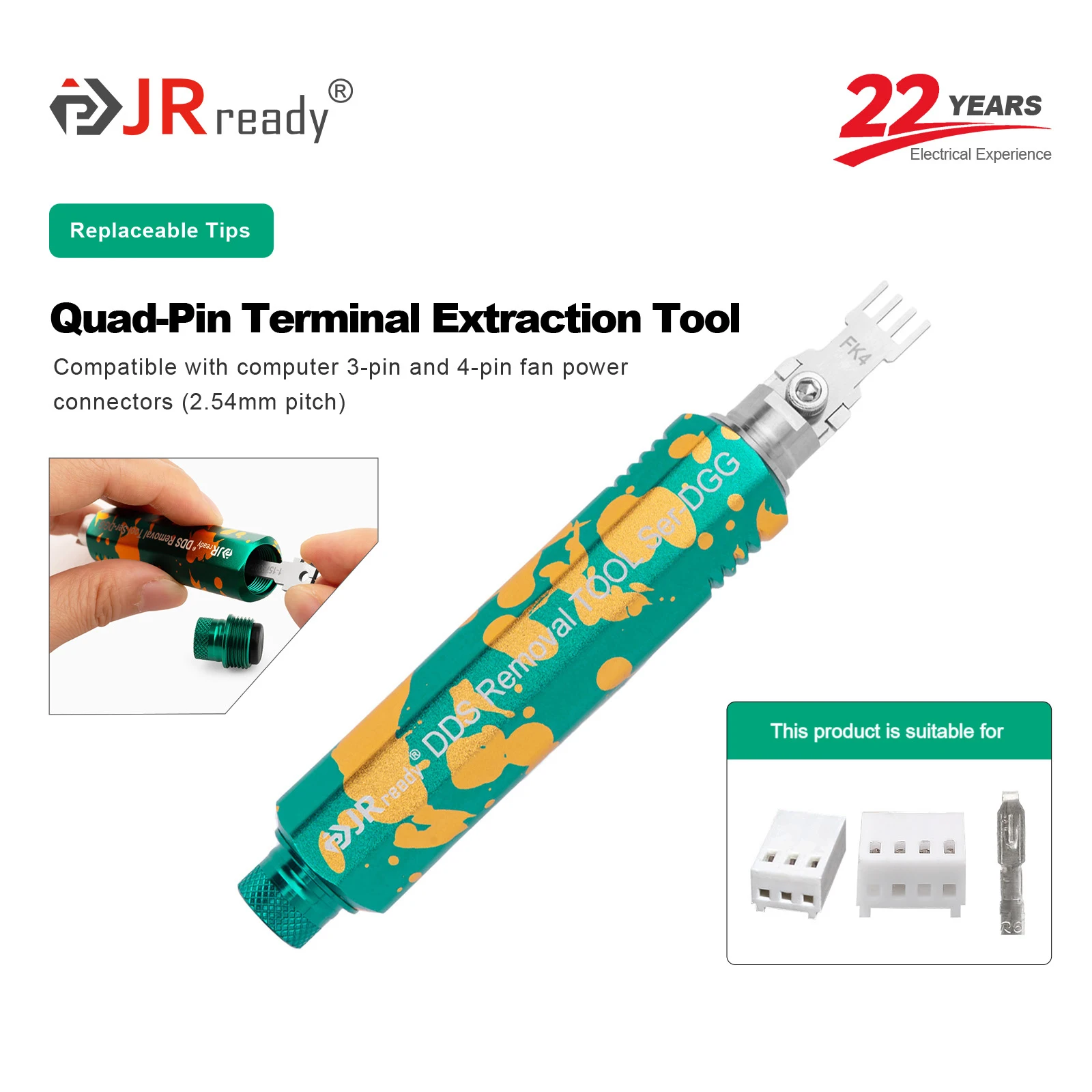 

Инструмент для извлечения клемм JRready JRDDS-FK4-01 (4-контактный) подходит для 3-контактных/4-контактных разъемов питания вентиляторов ПК (шаг 2,54 мм)