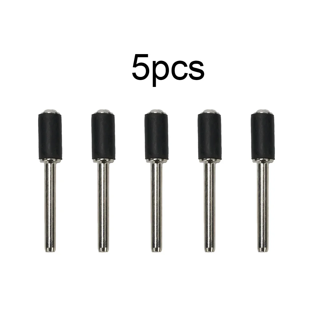 5Pcs Sanding Mandrels Hard Woods Shape Rubber Shank Mandrels Silver 0.39inch 12.7mm 3.17mm Abrasive Tools Black Drum Sanding Kit