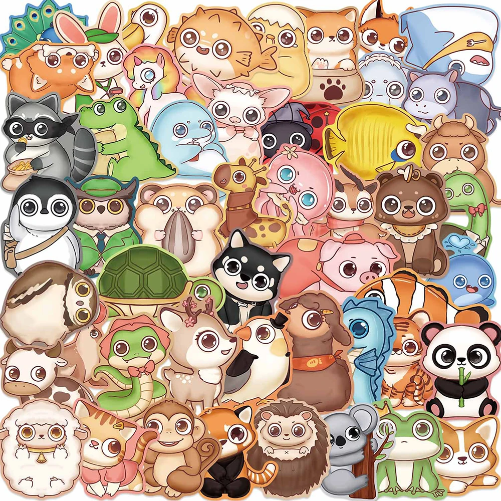 

10/30/50pcs Cartoon Big Eyes Animal Stickers Cute Graffiti Waterproof Decals Toys DIY Water Bottle Computer PVC Sticker for Kids