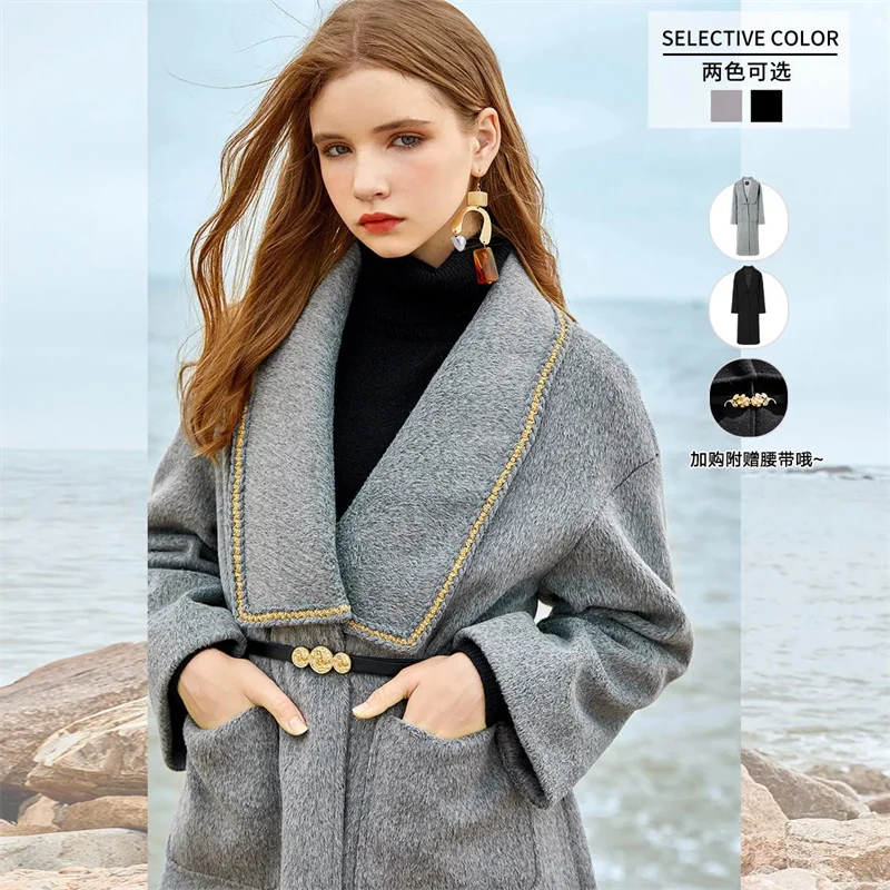 Woolen Coat for Women Medium to Long 2025 Winter New Style Loose Straight Tube Slim fit Women Coat Solid Color Commuting Jacket