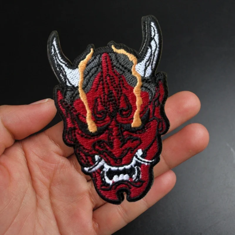 

Tactical Demon Embroidered Patch on Clothes Morale Badge Hook Loop Military Patches Backpack Stickers Applique Armband