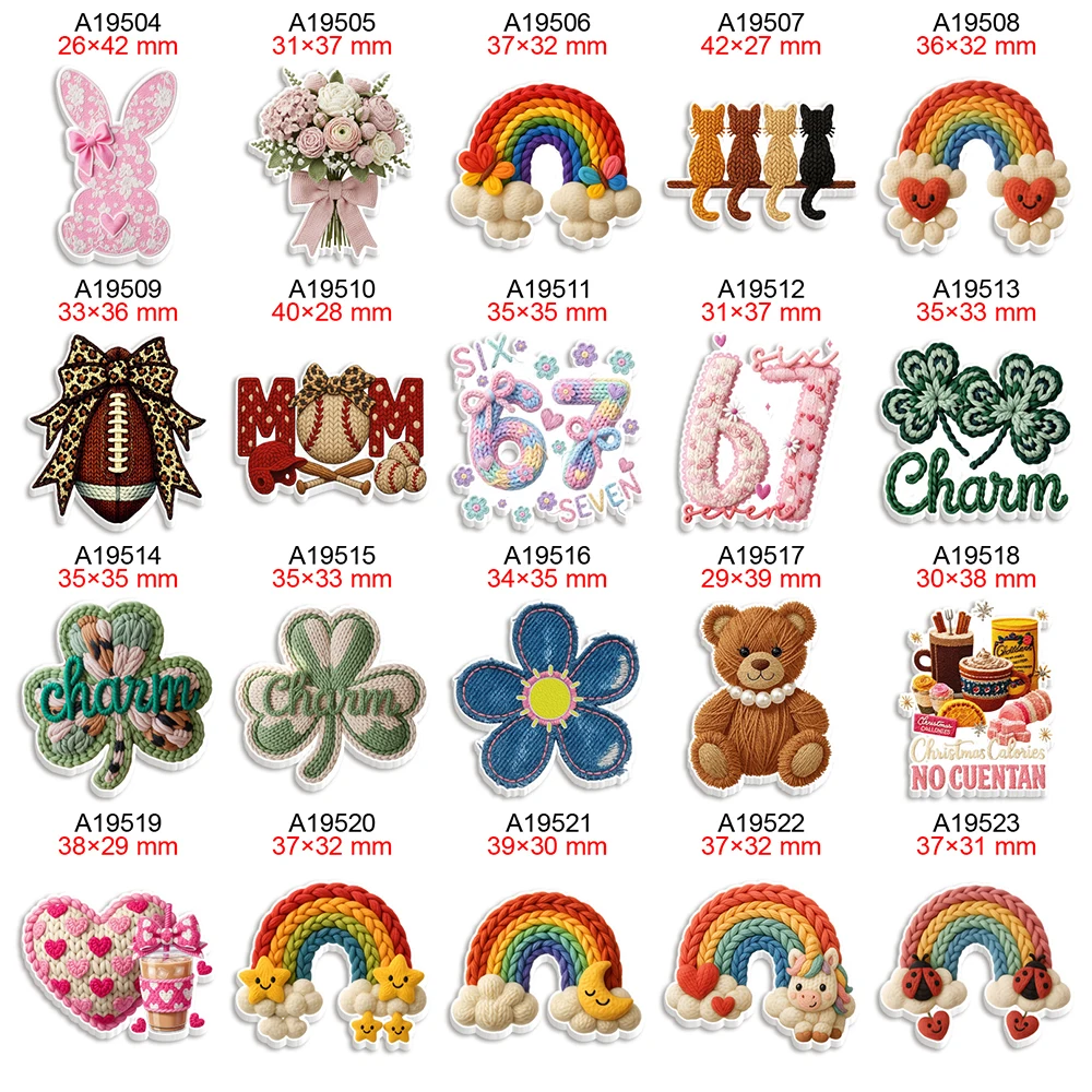 

Напечатанная мультяшная акриловая плоская смола с плоской задней частью для поделок, бант для волос, аксессуары ручной работы «сделай сам», 30 шт.