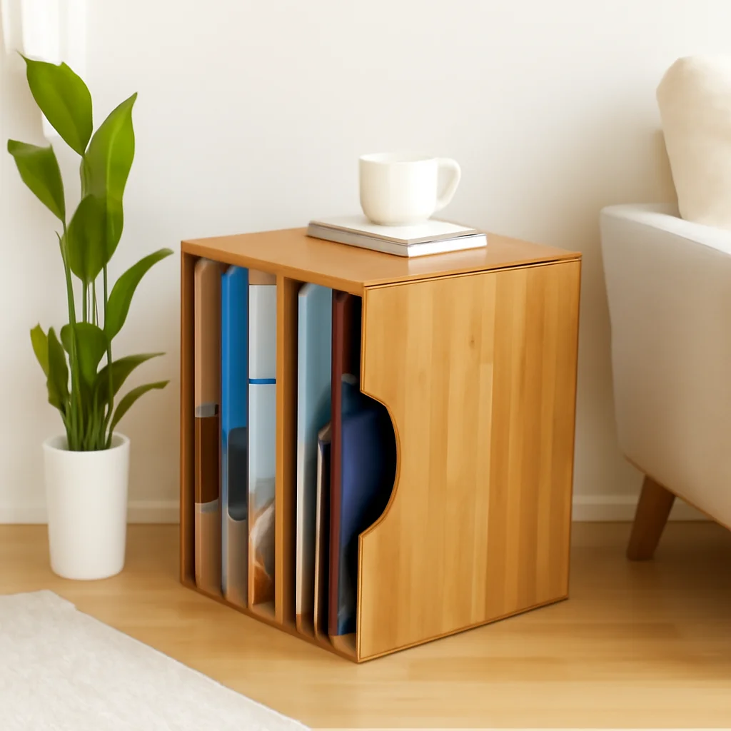 

Bamboo LP Record Storage Box, Vintage Vinyl Record Holder, Classic CD Shelf, Retro Wooden Display Case