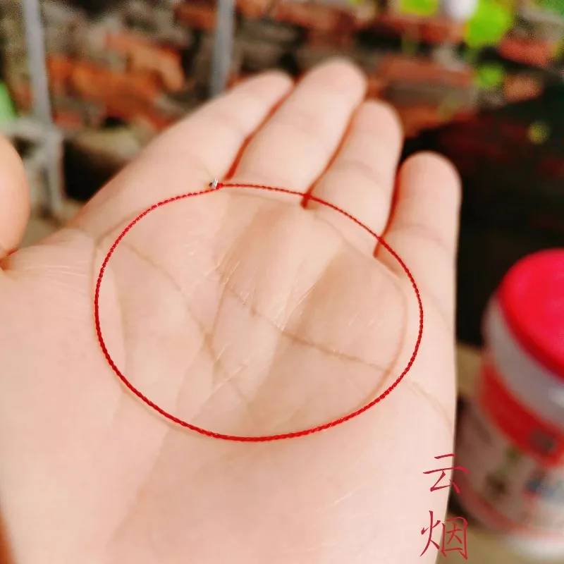 Ultra Fine 0.3mm Pure Handmade Braided Red Tattoo Style Cord Simple Zodiac Year String Bracelet Gift Crushed Silver Beads Lovely